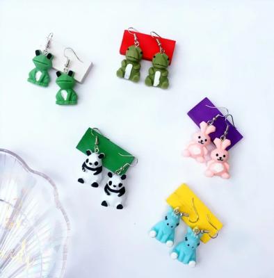 China 2020 New Cartoon Cute Doll Jewelry Cute Creative Funny Panda Dinosaur Frog Earrings Ear Clips for sale