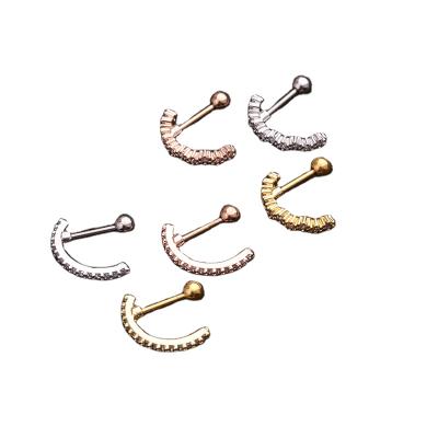 China New Stainless Steel Zircon Stud Earrings Ear Border Perforation Fashionable Creative Screw Stud Earrings for sale