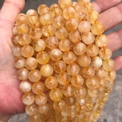 China Hot Selling Natural Citrine Stone Round Beads Multi-size Loose Beads Wholesale Custom Bead DIY Jewelry Accessories for sale