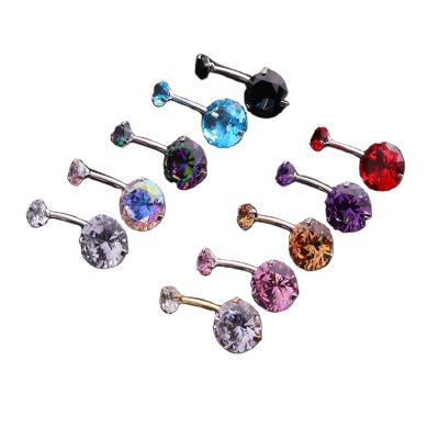 China FASHIONABLE Stainless Steel Double Head Round Zircon Belly Button Nail Round Zircon Navel Nail is a hot seller on Amazon body piercing for sale