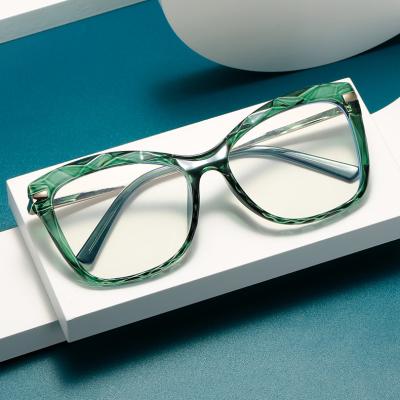 China Fashion 2022 Anti Blue Light Glasses New Wave Pattern Retro Cat Eye Computer Optical Frames Tr90 Ray Glasses Anti Blue Light Blue Blocking Glass River for sale