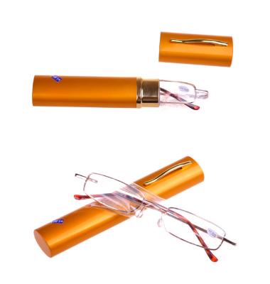 China Cheap Ready Reading Glasses Pen Holder Presbyopic Glasses Pen Reading Glasses Wholesale Thin Full Metal Frame for sale