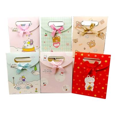 China Red Panda Recyclable Cartoon Rabbit Unicorn Rabbit Fashion Stain Animal Children's Gift Paper Bag With Bow Birthday Gift Envelope for sale