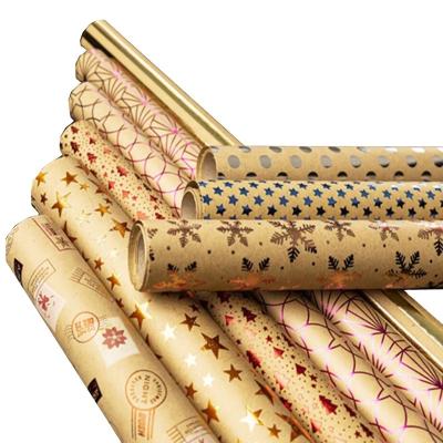 China Hot Stamping Delicate Gift Book Anticurvature Gilding Fancy Brown Wrapping Paper Gold Wrapping Paper Fancy Wrapping Paper for sale