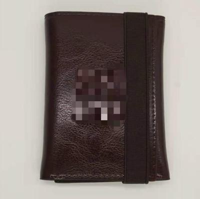 China Small Size Popular Hot Selling Elastic Band Man Pinch Genuine Leather Wallets For Man Luxury for sale