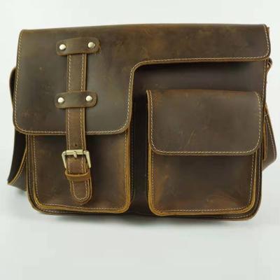 China Retro Classic Simple Genuine Leather Multi-Compartment Men's Full Leather Messenger Bag for sale