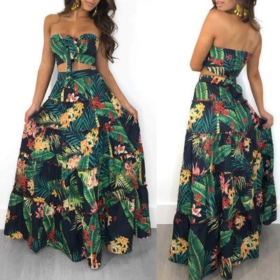 China 2022 Summer Beach Flower Cake Flower Long Breast Skirt Anti-pilling Skirt Two-piece Set Wrap Suit for sale