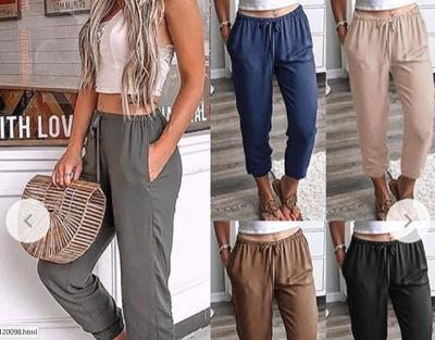 China Antibacterial Women's Casual Pants Sexy Tie Waist Loose Cropped Pants Springs Low Waist Sexy Women Pants 2019 Large Size for sale