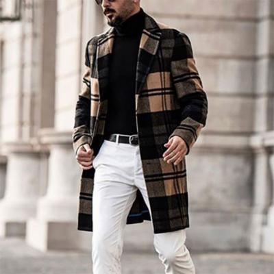 China European Mount Erkek Crop Slim Mid Brown Fleece Plaid Anti Shrink Ditch Jacket Long Winter Workout Coats For Men Coats And Jackets for sale