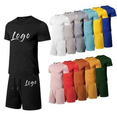 China 2022 New Arrival Breathable Custom Cotton Wholesale Sportswear Gym Jogging Tracksuit And Shorts 2 Pieces Shorts Tracksuit Men T-shirt Set for sale