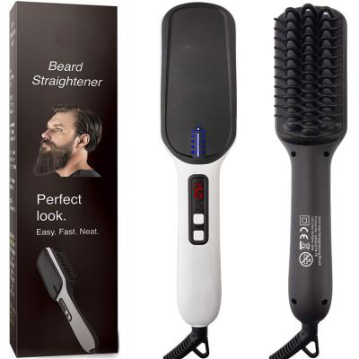 China comb & Professional Beard Straightening Brush Dropshipping Sweep Hair Straightener Brush Men's Electric Ionic Beard Straightener for sale