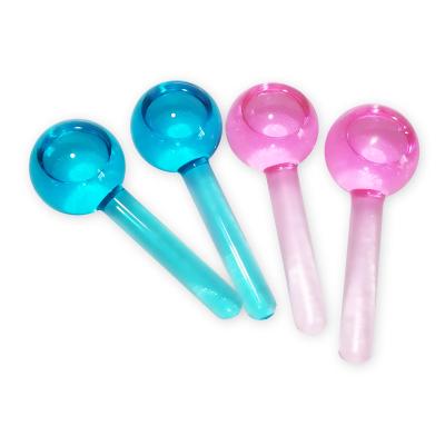 China Hot Selling Anti-Puffiness Ice Globes Beauty Tool Eye Face Massage Ice Globes Cooling Facial Blue Pink Glass Ice Globes for sale