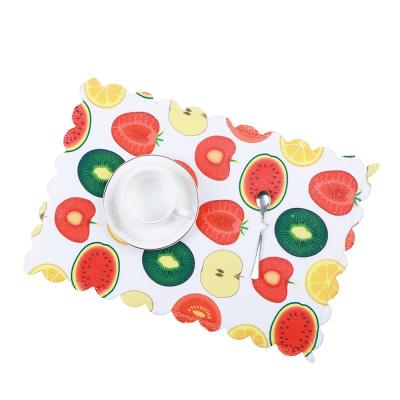 China WUJI Viable Printed Dining Mat Cup Insulation Pad Daily Non-Slip Anti-Scalding Mat Dish Bowl Factory Direct Square Microfiber Stocked for sale