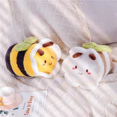 China Cute Soft Home Decor Flower Honey Plush Toy Lovely Hornet Bee Stuffed Soft Dolls Hug Bee Pillow Gift For Girl Boy for sale