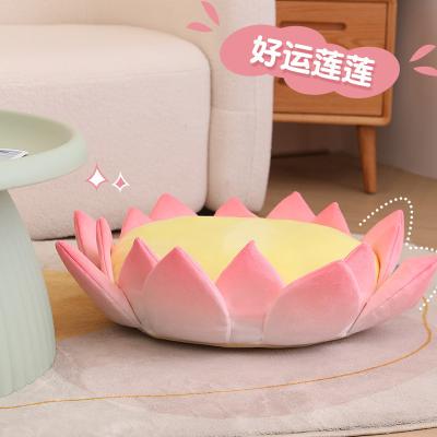 China Popular Lovely Pink Soft Decorative Plush Stuffed Lotus Flower Floor Seating Cushion Pillow With Good Luck for sale