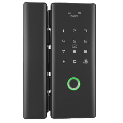 China Remote Control + Mobile Phone App Digital Wifi Automatic Sliding Frameless Smart Remote Glass Door Lock (Optional) New With Handle for sale