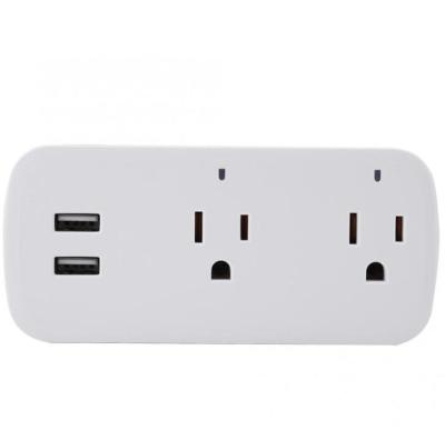 China IFTTT Wifi Smart Wall Outlet Factory Wholesale Price Alexa Voice Control 10A Two USB USA WIFI Power Socket Outlet for sale