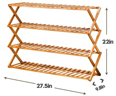 China 4-Tier Adjustable Shoe Rack Foldable (Height) Bamboo Shoe Rack Multifunctional Free Standing Shoe Rack Storage Organizer for sale