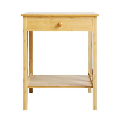 China Sustainable Bamboo Bed Side Table With Drawer And Shelf Storage, Bamboo Table For Bedroom, Living Room for sale