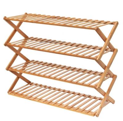 China (Size) 2022 Adjustable New Modern Bamboo Shoe Rack 100% Natural Bamboo Foldable Online Shoe Rack For Home Store for sale