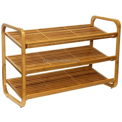 China Eco-friendly Living Room 3-Tier Wooden Bamboo Shoe Rack Shelf Storage Organizer for sale