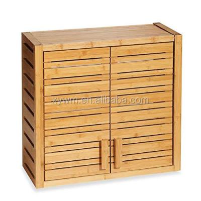 China Traditional 2 - Adjustable Shelves, Wall Mounted, Indoor, Good Quality Eco-Friendly Bathroom Bamboo Storage Cabinet for sale