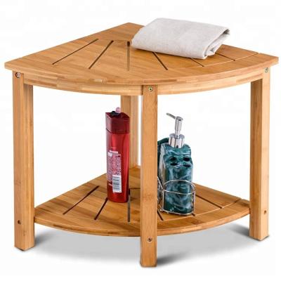 China Sustainable Bamboo Bathroom Bench Organizer With Storage Shelf for sale