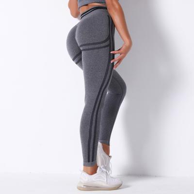 China Breathable Custom High Waist Gym Hip Stretch Lifting Tights Knitted Long Sleeve Yoga Pants Set for sale