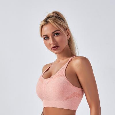 China High Quality Breathable Yoga Bra Solid Color Gym Girls Sports Seamless Sleeveless Jogger Gym Workout Top for sale