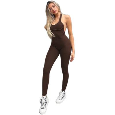 China Breathable One Piece Yoga Sets Women Sleeveless Gym Clothing Sports Sexy Backless Rompers Fitness Jumpsuit for sale