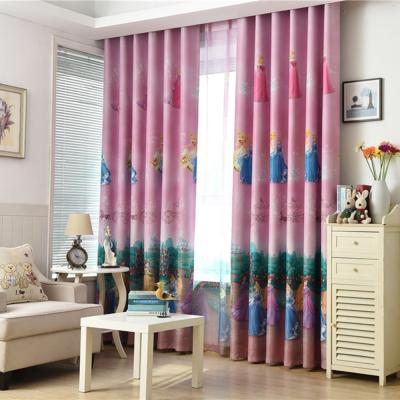 China 2021 new design blackout hotsale cartoon printed pink color children curtain for living room bedroom for sale