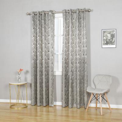 China Blackout Jacquard Dye Yarn Rhombus Design Curtain Blackout Jacquard Fabric Window Eyelet Room-Darkening Curtain for sale