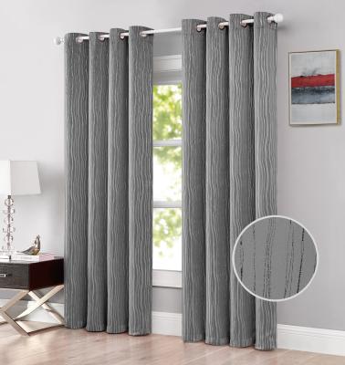 China Blackout Home Decor Modern Design Gray Wave Tan Blackout Curtain Window For Living Room Luxury Ready Made for sale