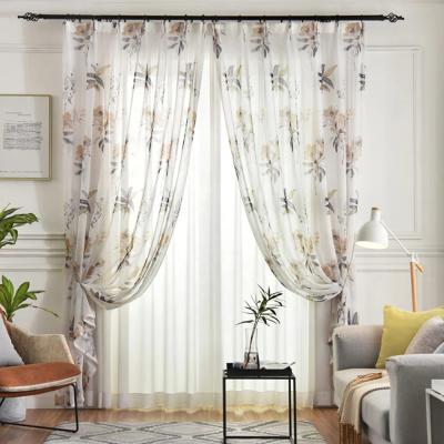 China Latest semi-sheer window curtain design printed sheer curtains for living room bedroom for sale