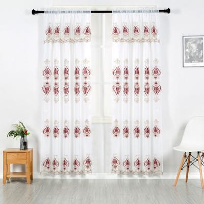 China New 100%Polyester American style embroidery ready made modern curtain for living room for sale