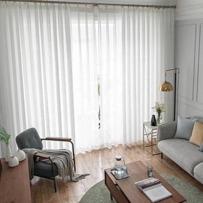 China Fire Retardant Modern Solid White Thick Faux Tulle Living Room Curtain for sale