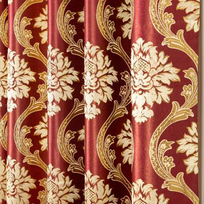 China European and American style luxury shiny gold yarn jacquard fabric yarn dyed red jacquard fabric polyester fabrics for curtain and tablecloth for sale