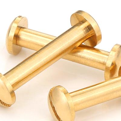 China Male Female Oval Brass Bow Head Screw Binding Mail Chicago Screw Rivets For Leather Belt for sale