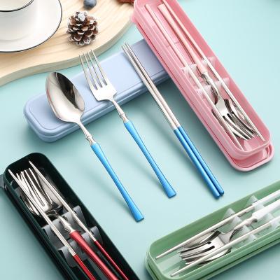 China Sustainable Reusable Stainless Steel Cutlery Desktop Utensil And Portable Metal Travel Cutlery Set With Case for sale