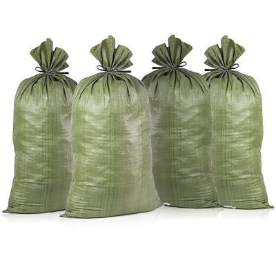 China Recyclable Green PP Woven Bag For Sand Cement Garbage 25kg 50kg Polypropylene Woven Bag for sale