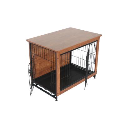 中国 Indoor pet enclosure solid wood and iron for cats&dogs double-deck outdoor pets dog house wood kennel 販売のため