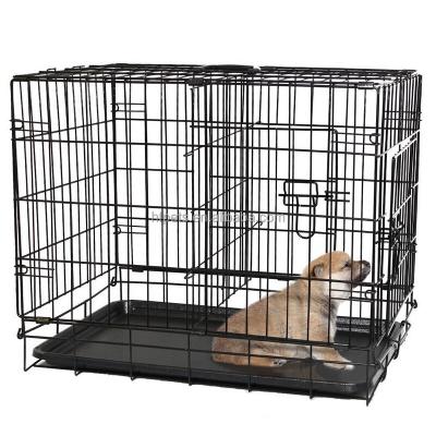 中国 Double Door Dog Kennel Crate With Divider And Plastic Tray 販売のため