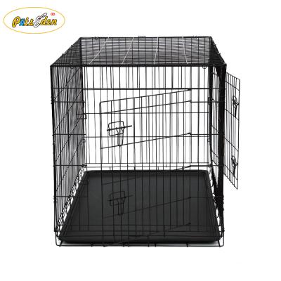 中国 Foldable Metal Pet Dog Crate Kennels Double Door Dog Cages For Pets 販売のため