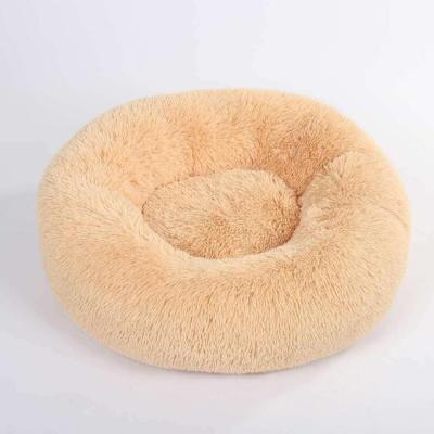 Cina Wholesale Washable Luxury Large Warm Round Donut Cuddler Pet Dog Cushion Custom Cat Bed in vendita