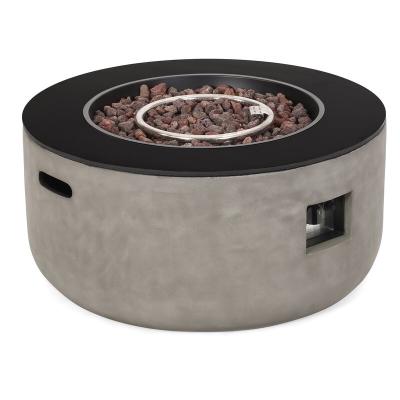 China New Round Concrete Fire Stocked Fire Pit Table Outdoor Concrete Fire Table Propane Pit Table With Cover for sale