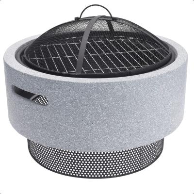 China Garden Fire Stocked Pit Metal Cage And Embedded Poker Heat Resistant Magnesium Oxide Round Outdoor Fire Pit Bowl for sale