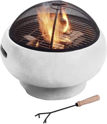 China Stocked Outdoor Patio Garden Fire Pit With Spark Screen Fireplace Poker Grate Concrete Charcoal And Log Burning Fire Pit for sale