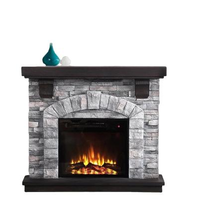 China Modern Wood Brick Wall Indoor Flame Stone Magnesia Grain Decorative Electric Fireplace Remote Control for sale