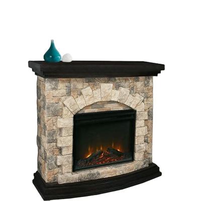 China Modern Decorative Electric Stone Brick Wall Magnesia Grain Wood Fireplace Indoor Flame for Heating for sale