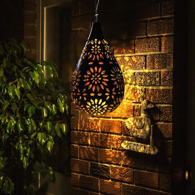 China Boho LED Outdoor Solar Flower Garden Patio Yard Lawn Pathway Lantern Waterproof Garden Lights Outdoor Decor Lights Hanging Solar Light for sale